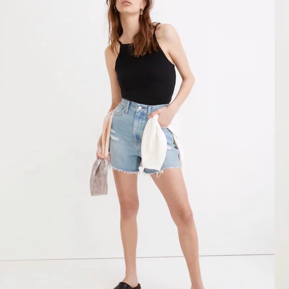 Madewell The Momjean Short in Lansdale Wash Ripped Denim Shorts size 27 - Picture 2 of 6